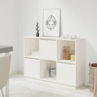 Berkfield Home Sideboard White 110.5x35x80 cm Solid Wood Pine