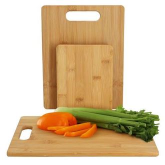 MegaChef 3 Piece 8 Inch, 11 Inch, and 13 Inch Wood Cutting Board Set in Bamboo at Nordstrom