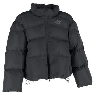 Balenciaga Balenciaga Logo Zip-Up Cropped Down Jacket in Black Polyester