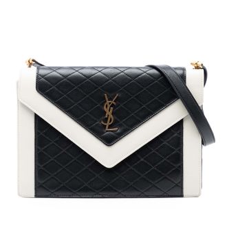 Saint Laurent Pre-owned Womens Bicolor Quilted Lambskin Gaby Crossbody - Black Leather - One Size