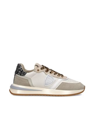 Philippe Model Low-Top Glitter and Suede Sneakers with Leopard Laces