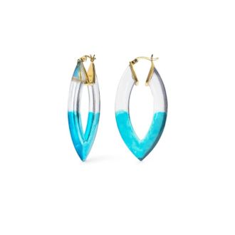Gold & Honey Womens Painted Marquise Lucite Hoop Earrings In Aqua