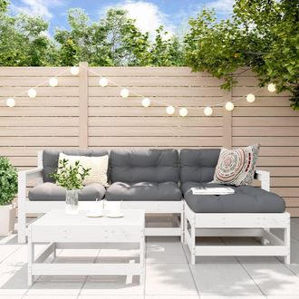 vidaXL Vidaxl - Juego De Sof&aacute;s De Jard&iacute;n 5 Piezas Madera Maciza De Pino Blanco