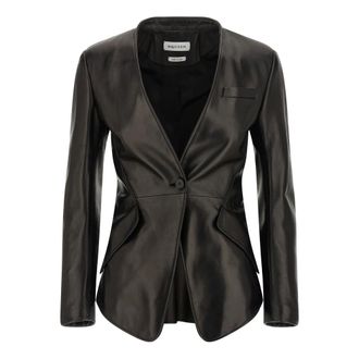 Alexander McQueen Peplum Tailored Leather Jacket - female - Alexander McQueen - Leather Jackets - Black - S - Jackets