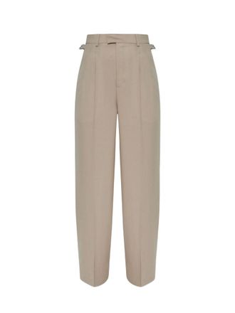 Ami Beige Wide Leg Pleated Pants