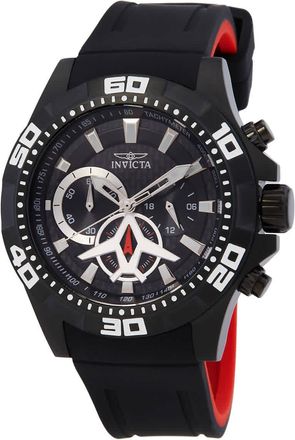 Invicta Aviator Multi-Function Black Carbon Fiber Dial Black Polyurethane Mens Watch 21741