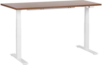 Beliani Beliani - Scrivania regolabile in altezza elettricamente legno scuro e bianco 160 x 72 cm destines