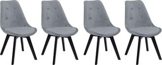 Happy Garden Juego de 4 sillas de terciopelo gris nora con cojín
