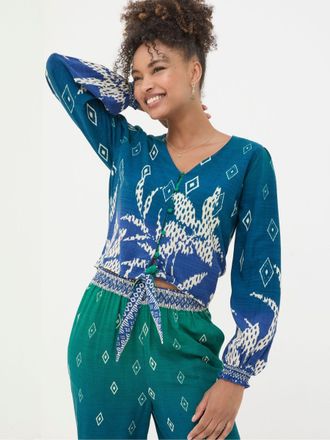 Fat Face FatFace Margot Blue Ombre Leaves Blouse