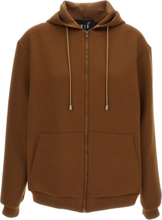 Iri&eacute; Brown Zip-Up Relaxed Hoodie