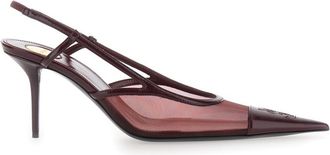 Saint Laurent Bordeaux Mesh Slingback Pumps
