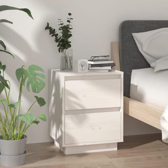 vidaXL Vidaxl - Mesita De Noche Madera Maciza De Pino Blanco 40x35x50 Cm