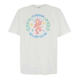 Casablanca T-Shirts, male, White, Size: M Cotton Logo T-Shirt