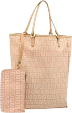 Fendi Pre-owned Tote Bags, female, Pink, Size: ONE SIZE Pre-owned Vintage Zucchino Canvas Tote