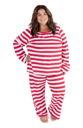 Leveret Womens Cotton Striped Matching Family Holiday Pajamas in Red & White at Nordstrom, Size 3X-Large