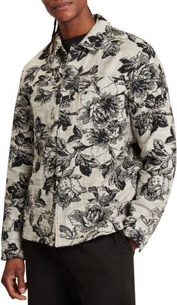 Ted Baker Mairis Floral Jacquard Button-Up Overshirt in Grey at Nordstrom, Size 4