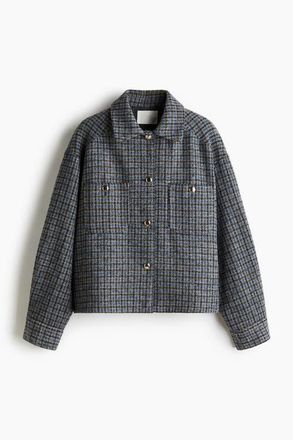 H&M Oversized Jacket in Gray/checked at Nordstrom, Size Xx-Small