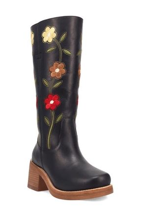 Dingo Bloom Embroidered Boot in Black at Nordstrom, Size 8.5