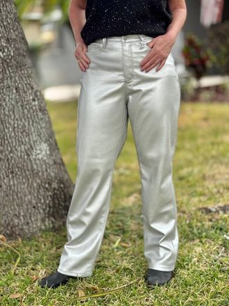 Judy Blue Bling On The Holidays Straight Leg Jeans In Silver