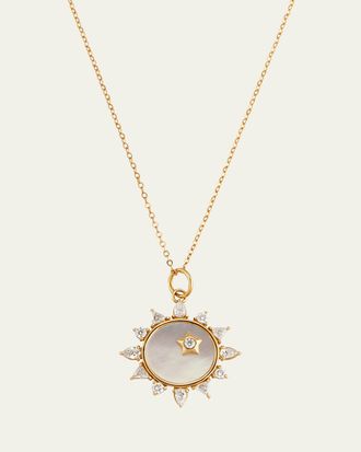 Monica Rich Kosann Mother of Pearl Diamond Happiness Sun Charm Necklace