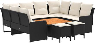 vidaXL Juegos De Muebles 8 Uds. Negro Y Crema Rat&aacute;n Sint&eacute;tico Vidaxl