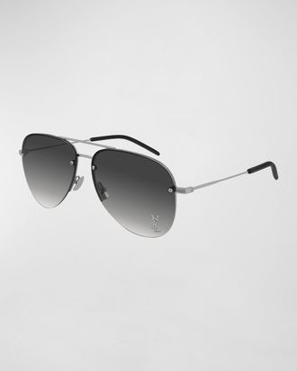 Saint Laurent Men & apos;s Gradient Metal Aviator Sunglasses