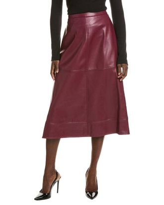 Halston Heritage Vegan Leather A-Line Skirt