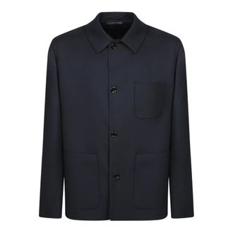 Lardini Jassen, Heren, Blauw, S, Wol, Blauwe T-shirt & Polo Collectie Aw 25