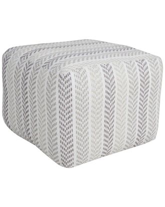 LR Home Allure Grey/White Chevron Hand-Woven Ottoman Pouf