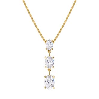 Diamond2Deal 14k Yellow Gold 2.15 Ct Oval Cut Lab Grown Diamond Pendant Drop Necklace 18