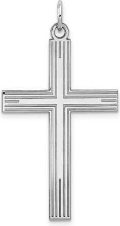 Diamond2Deal 14K White Gold Laser Designed Cross Pendant