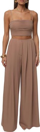 JLUXLABEL Serenade Crop Top & Wide Leg Pants in Beige at Nordstrom, Size Medium
