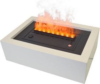 Purline Chimenea Decorativa Con Llama Simulada De Sobremesa Con Cuerpo De Metal Blanco