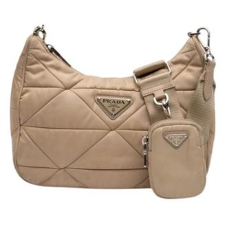 Prada Pre-owned Quilted Nylon Crossbody Bag - Dames - Pre-owned - Beige - Maat: ONE Size Nylon