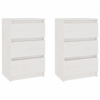 Berkfield Home Bedside Cabinets 2 pcs White 40x29.5x64 cm Solid Pine Wood