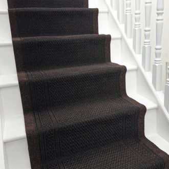 Runrug Stair Runner Carpet - Durable, Non-Slip, 7mm - Aztec in Dark Brown | Size: 80 cm x 450 cm