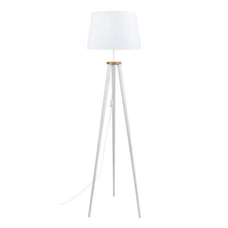 Tosel Lamp&aacute;ra de pie madera Alt.155cm blanco ;Pantalla: blanco o