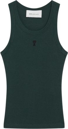Ami Camiseta de tirantes con logotipo en contraste - Tops - Mujer - Verde - M
