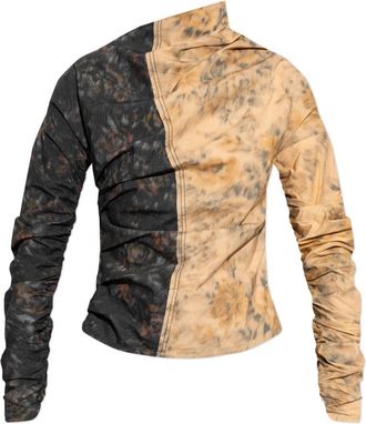 Ganni Top met decoratieve drapering - Dames - Blouses - Veelkleurig - S - Leer - Overhemden