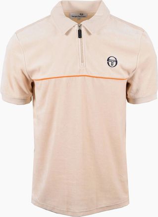Sergio Tacchini Mens SERGIO TACCHINI CARDONA VELOUR ZIP POLO SANDSHELL/ORANGE PEPPER - Sandshell Orange Pepper - Size: 44