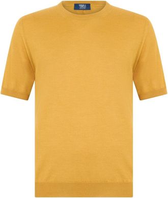 Fedeli Short-sleeve Sweater - Heren - Cashmere truien - Geel - L - Kasjmier - Truien & Vesten