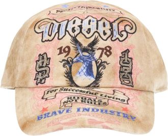 Diesel Beige Graphic Baseball Hat
