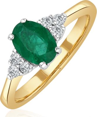 The Diamond Store Emerald 0.75ct And Diamond 18K Gold Ring N4300