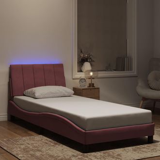 vidaXL Estructura De Cama Con Luces Led De Terciopelo Rosa 90x190 Cm Vidaxl