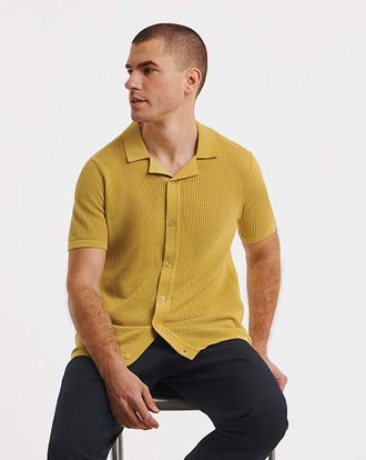 Jacamo Knitted Revere Collar Shirt