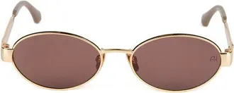 Ana Hickmann Womens Sunglasses Gold-Brown Metal Eyewear - Gold/brown