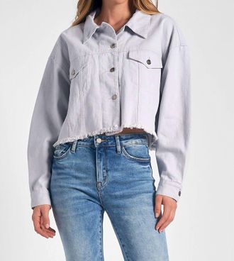 Elan Denim Cropped Jacket In Lilac