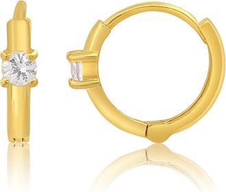 MAX + STONE Solid 14k Yellow Gold Small 11mm Mini Huggie Hoop Earrings