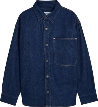 A Gold E Giacca-camicia con bottoni e tasche - Blu