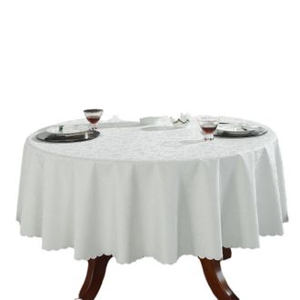OEM Mantel Redondo Impermeable De Pu, Protege La Mesa, F&aacute;cil De Limpiar, Estilo Europeo (blanco Roto, 240 Cm De Di&aacute;metro)
